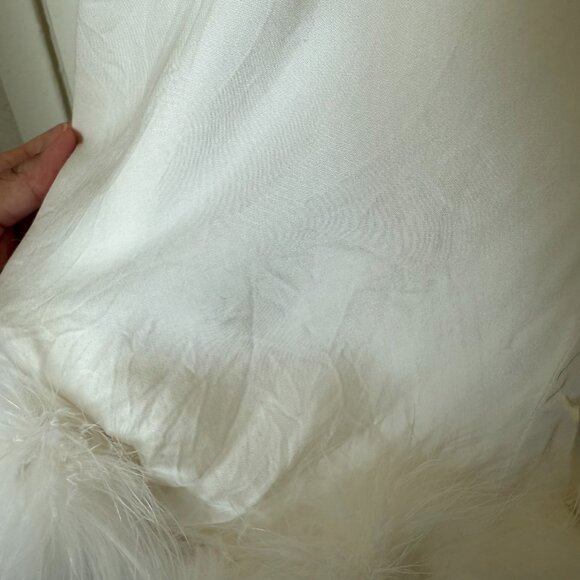 Sleeper White Boudoir Wide Leg Feather Hem Pajama Pants XS/S - Picture 6 of 9